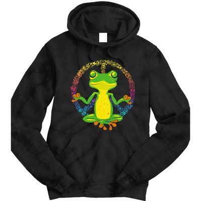 Peace Sign Yoga Frogs Cool Peace Frog Tie Dye Tie Dye Hoodie