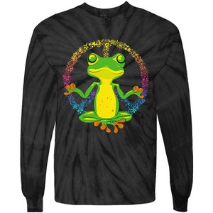 Peace Sign Yoga Frogs Cool Peace Frog Tie Dye Tie-Dye Long Sleeve Shirt