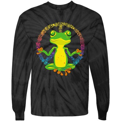 Peace Sign Yoga Frogs Cool Peace Frog Tie Dye Tie-Dye Long Sleeve Shirt