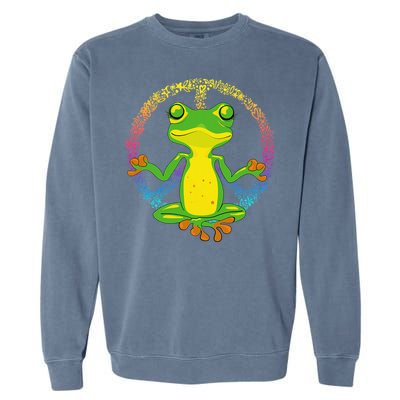 Peace Sign Yoga Frogs Cool Peace Frog Tie Dye Garment-Dyed Sweatshirt