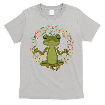 Peace Sign Yoga Frogs Cool Peace Frog Floral T-Shirt