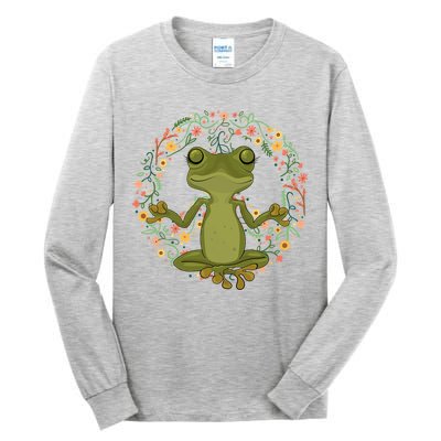 Peace Sign Yoga Frogs Cool Peace Frog Floral Tall Long Sleeve T-Shirt