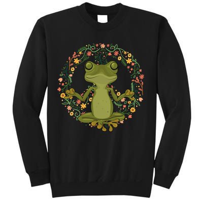 Peace Sign Yoga Frogs Cool Peace Frog Floral Sweatshirt
