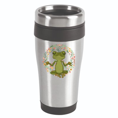 Peace Sign Yoga Frogs Cool Peace Frog Floral 16oz Travel Tumbler