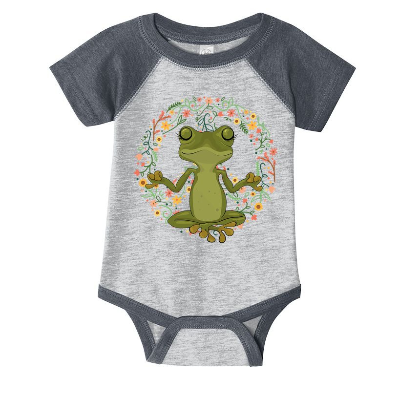 Peace Sign Yoga Frogs Cool Peace Frog Floral Infant Baby Jersey Bodysuit