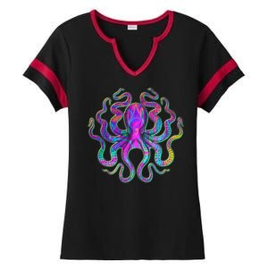 Psychedelic Octopus Ladies Halftime Notch Neck Tee