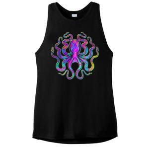 Psychedelic Octopus Ladies PosiCharge Tri-Blend Wicking Tank