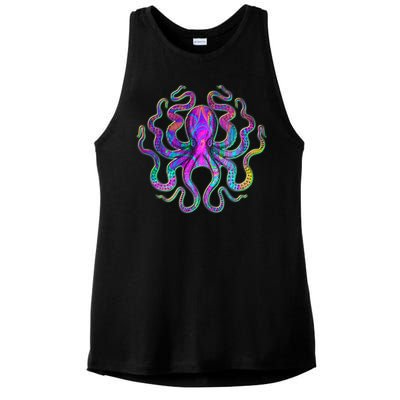 Psychedelic Octopus Ladies PosiCharge Tri-Blend Wicking Tank