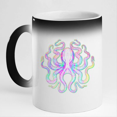 Psychedelic Octopus 11oz Black Color Changing Mug