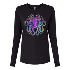 Psychedelic Octopus Womens Cotton Relaxed Long Sleeve T-Shirt