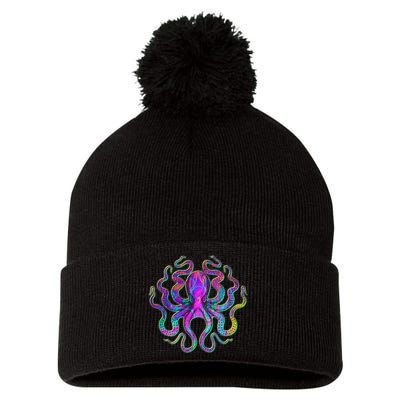 Psychedelic Octopus Pom Pom 12in Knit Beanie
