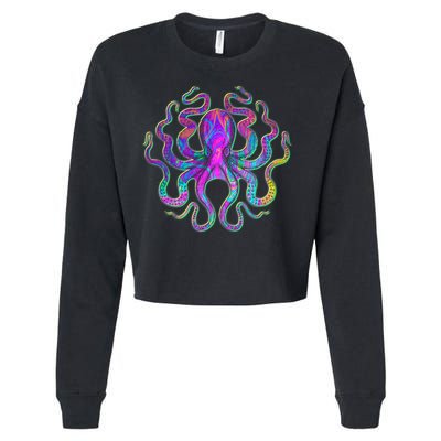 Psychedelic Octopus Cropped Pullover Crew