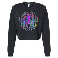 Psychedelic Octopus Cropped Pullover Crew