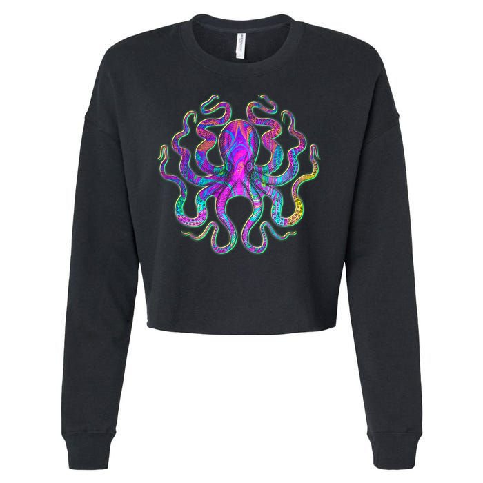 Psychedelic Octopus Cropped Pullover Crew
