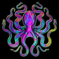Psychedelic Octopus Cropped Pullover Crew