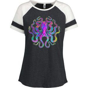 Psychedelic Octopus Enza Ladies Jersey Colorblock Tee