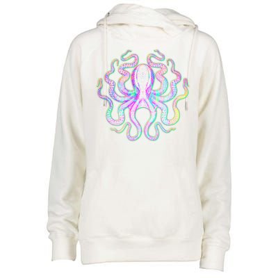 Psychedelic Octopus Womens Funnel Neck Pullover Hood