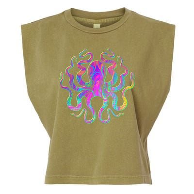 Psychedelic Octopus Garment-Dyed Women's Muscle Tee