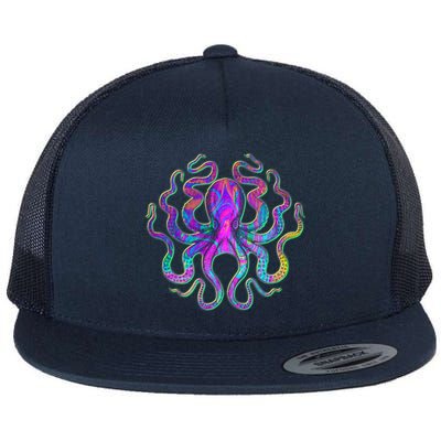 Psychedelic Octopus Flat Bill Trucker Hat