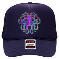 Psychedelic Octopus High Crown Mesh Back Trucker Hat