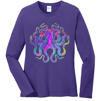 Psychedelic Octopus Ladies Long Sleeve Shirt