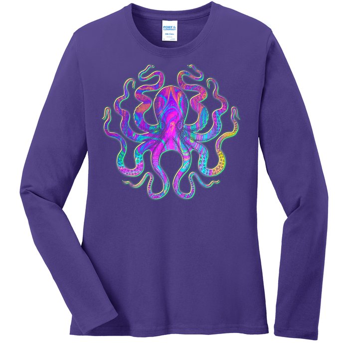 Psychedelic Octopus Ladies Long Sleeve Shirt