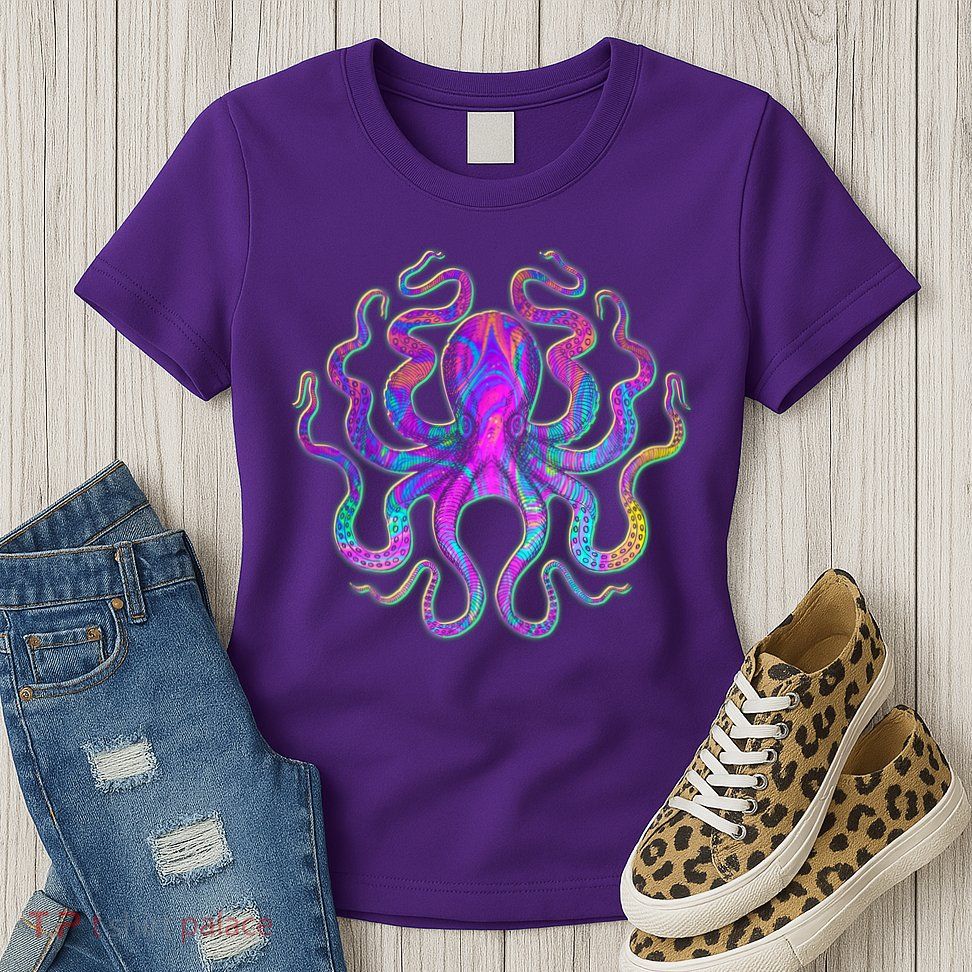 Psychedelic Octopus Womens T-Shirt
