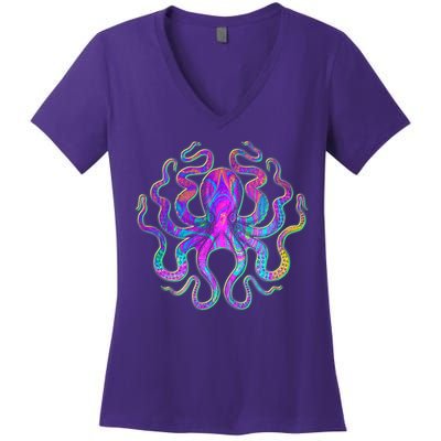 Psychedelic Octopus Women's V-Neck T-Shirt