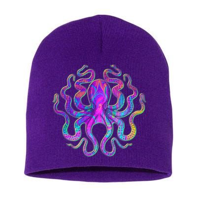 Psychedelic Octopus Short Acrylic Beanie