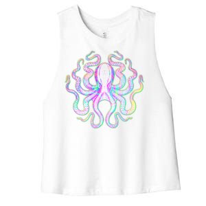 Psychedelic Octopus Women's Racerback Cropped Tank