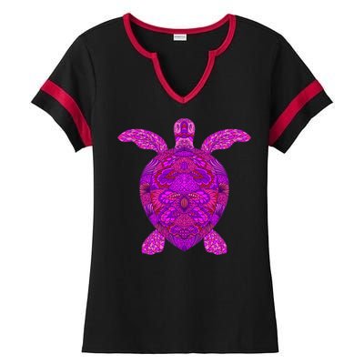 Psychedelic Turtle Ladies Halftime Notch Neck Tee