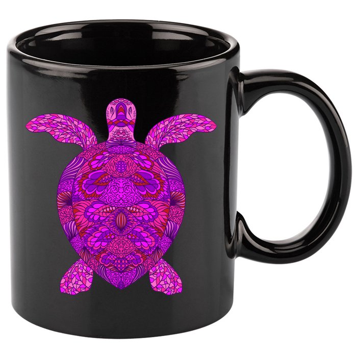 Psychedelic Turtle 11oz C Handle Ceramic Mug