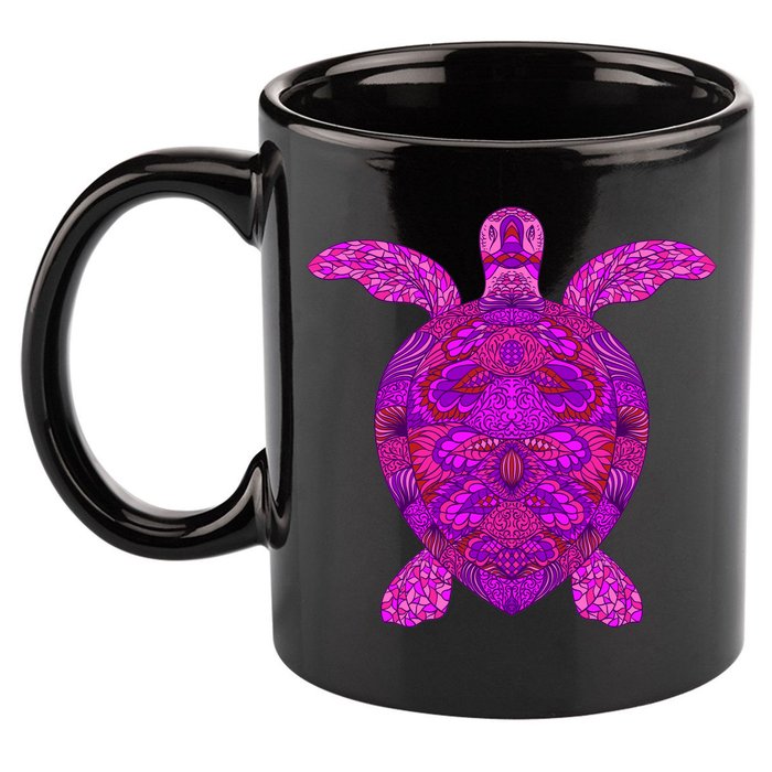 Psychedelic Turtle 11oz C Handle Ceramic Mug
