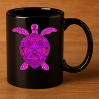 Psychedelic Turtle 11oz C Handle Ceramic Mug