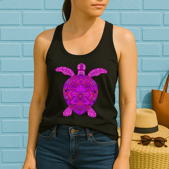 Psychedelic Turtle Womens Tank Top