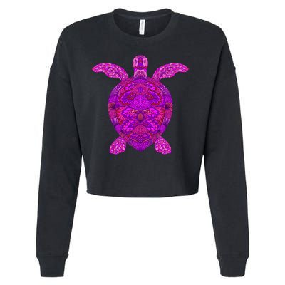 Psychedelic Turtle Cropped Pullover Crew