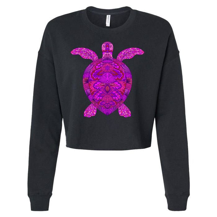 Psychedelic Turtle Cropped Pullover Crew