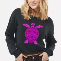 Psychedelic Turtle Cropped Pullover Crew