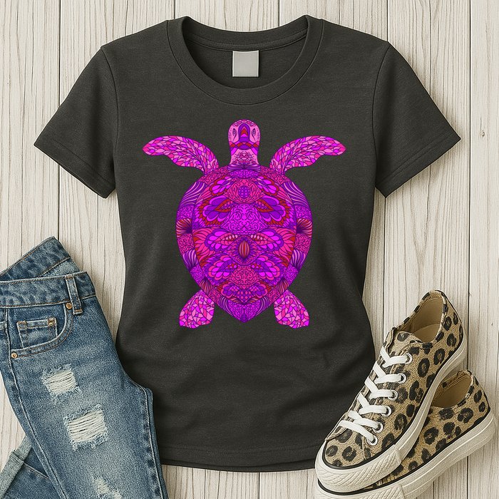 Psychedelic Turtle Womens T-Shirt