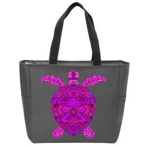 Psychedelic Turtle Zip Tote Bag