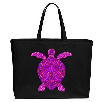 Psychedelic Turtle Cotton Canvas Jumbo Tote