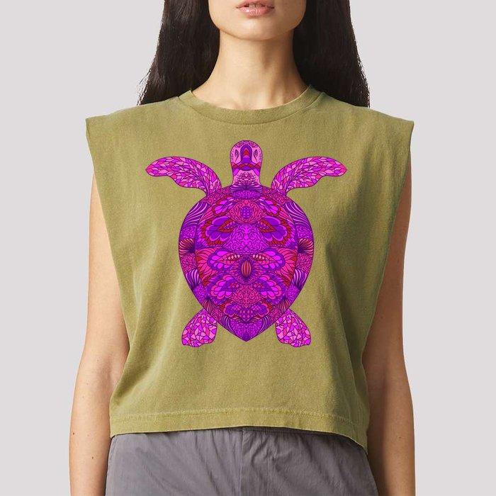 Psychedelic Turtle Garment-Dyed Women's Muscle Tee