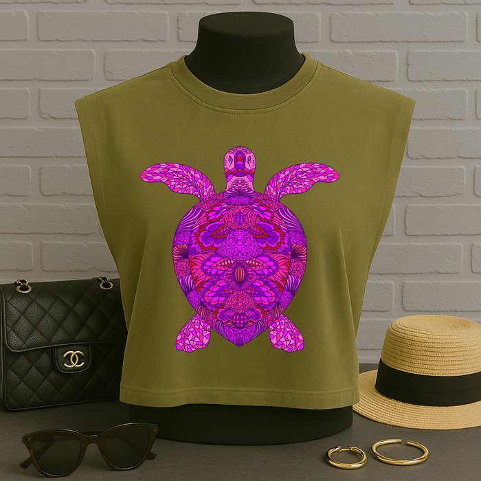 Psychedelic Turtle Garment-Dyed Women's Muscle Tee