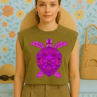 Psychedelic Turtle Garment-Dyed Women's Muscle Tee