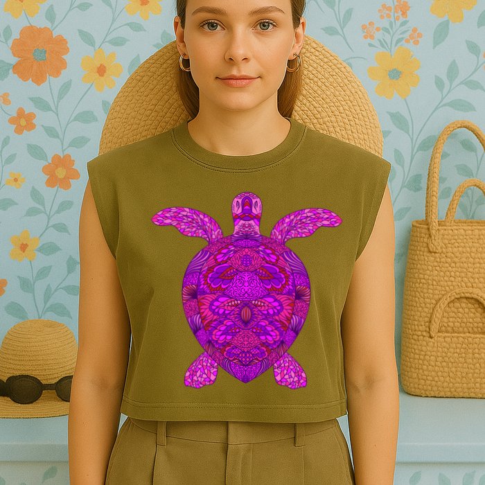 Psychedelic Turtle Garment-Dyed Women's Muscle Tee