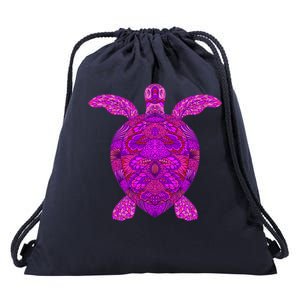 Psychedelic Turtle Drawstring Bag