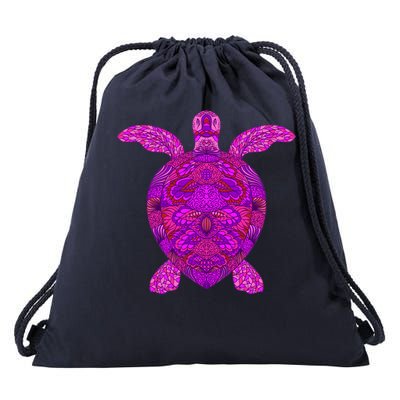 Psychedelic Turtle Drawstring Bag