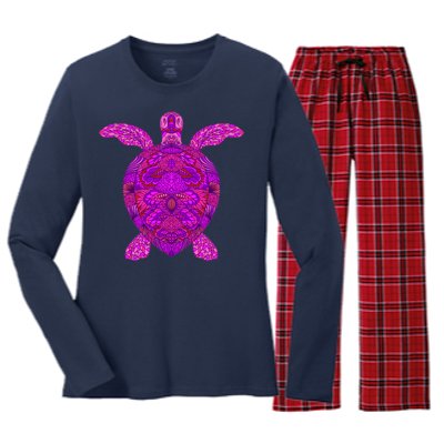 Psychedelic Turtle Women's Long Sleeve Flannel Pajama Set 