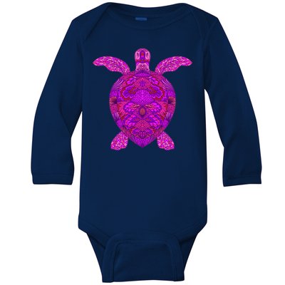 Psychedelic Turtle Baby Long Sleeve Bodysuit