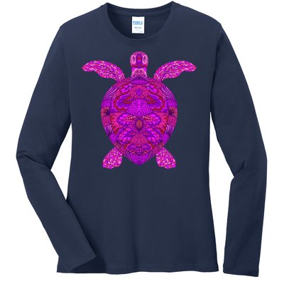 Psychedelic Turtle Ladies Long Sleeve Shirt